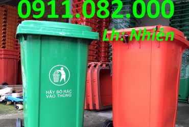 Thùng rác giá rẻ tại vĩnh long- thùng rác 120l 240l 660l màu xanh- lh 0911082000
