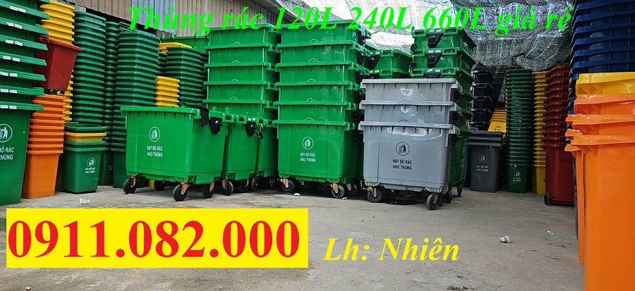 Thùng rác giá rẻ tại an giang- thùng rác 120 lít 240 lít đựng rác sinh hoạt, y tế- lh 0911082000