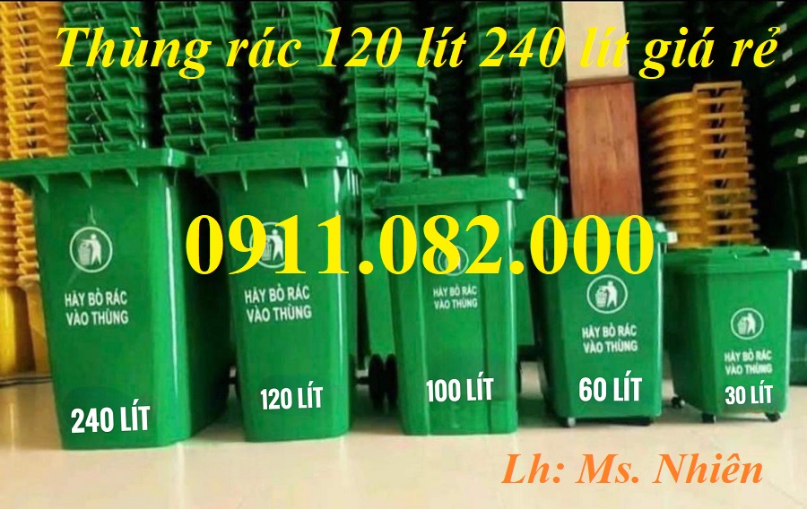 Giá sỉ thùng rác nhựa giá siêu rẻ- thùng rác 120l 240l 660l, thùng rác ngoài trời- lh 0911082000