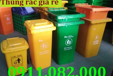 Thùng rác nhựa giá tốt- thùng rác 120l 240l 660l màu xanh, cam giá rẻ tại miền tây- lh 0911082000