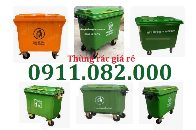 Thùng rác nhựa giá tốt- thùng rác 120l 240l 660l màu xanh, cam giá rẻ tại miền tây- lh 0911082000