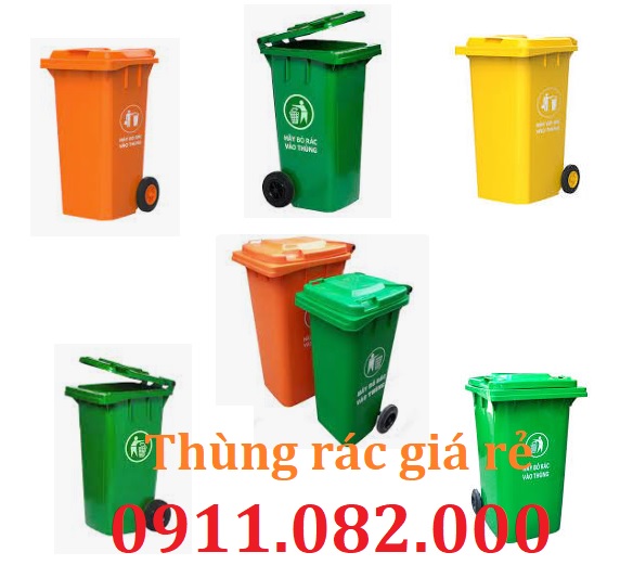 Thùng rác nhựa giá tốt- thùng rác 120l 240l 660l màu xanh, cam giá rẻ tại miền tây- lh 0911082000