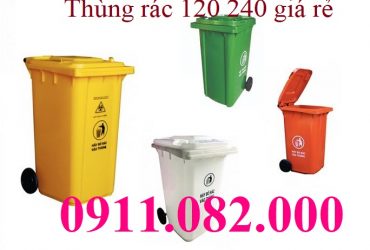 Thùng thu gom rác giá rẻ- thùng rác 120 lít 240 lít giá sỉ tại miền tây- lh 0911082000