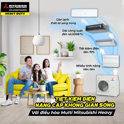 Chi tiết về giá Điều hòa Multi MITSUBISHI HEAVY 1 mẹ 5 con tốt nhất thị trường miền Nam